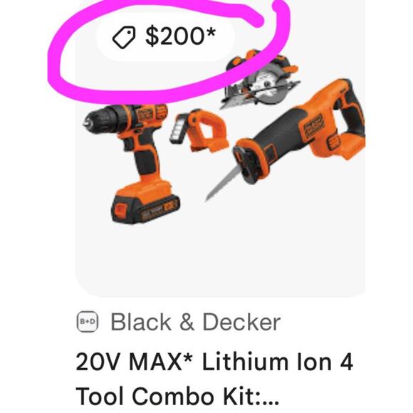BLACK+DECKER 20V 4 Tool Combo Kit w/ 2Lithium Ion Batteries & Charger | NEW!! - Picture 9 of 16
